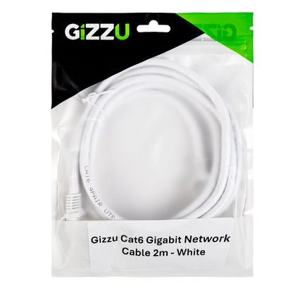 White Gizzu Cat6 UTP Fly Lead Ethernet Network Cable - 2m