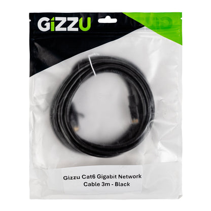 Black Gizzu Cat6 UTP Fly Lead Ethernet Network Cable - 3m