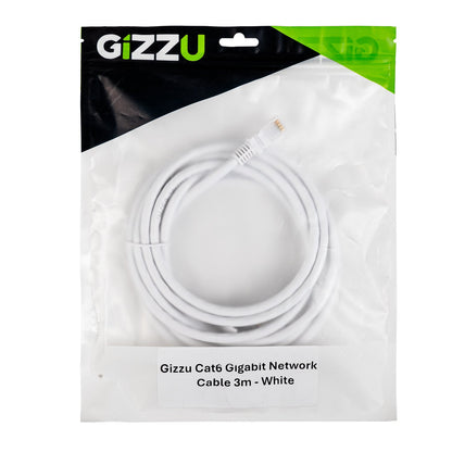 White Gizzu Cat6 UTP Fly Lead Ethernet Network Cable - 3m