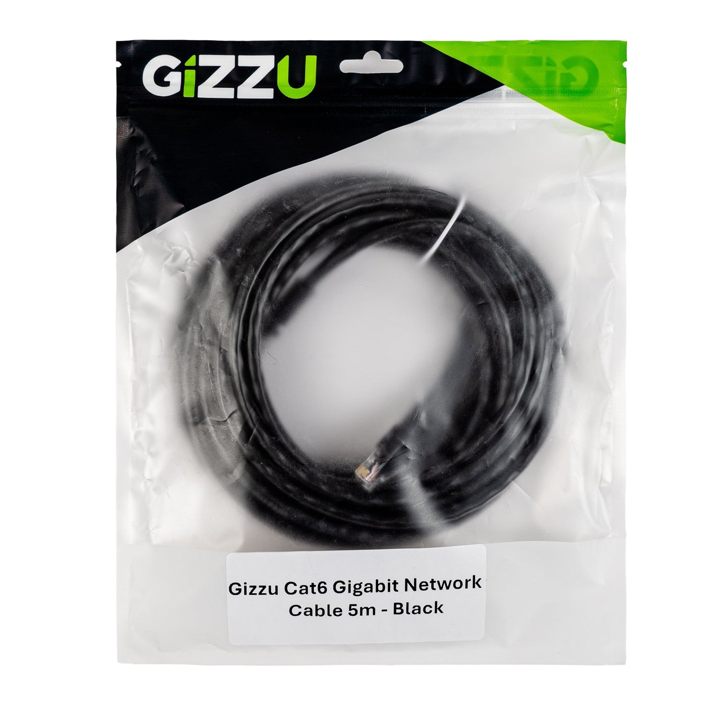 Black Gizzu Cat6 UTP Fly Lead Ethernet Network Cable - 5m
