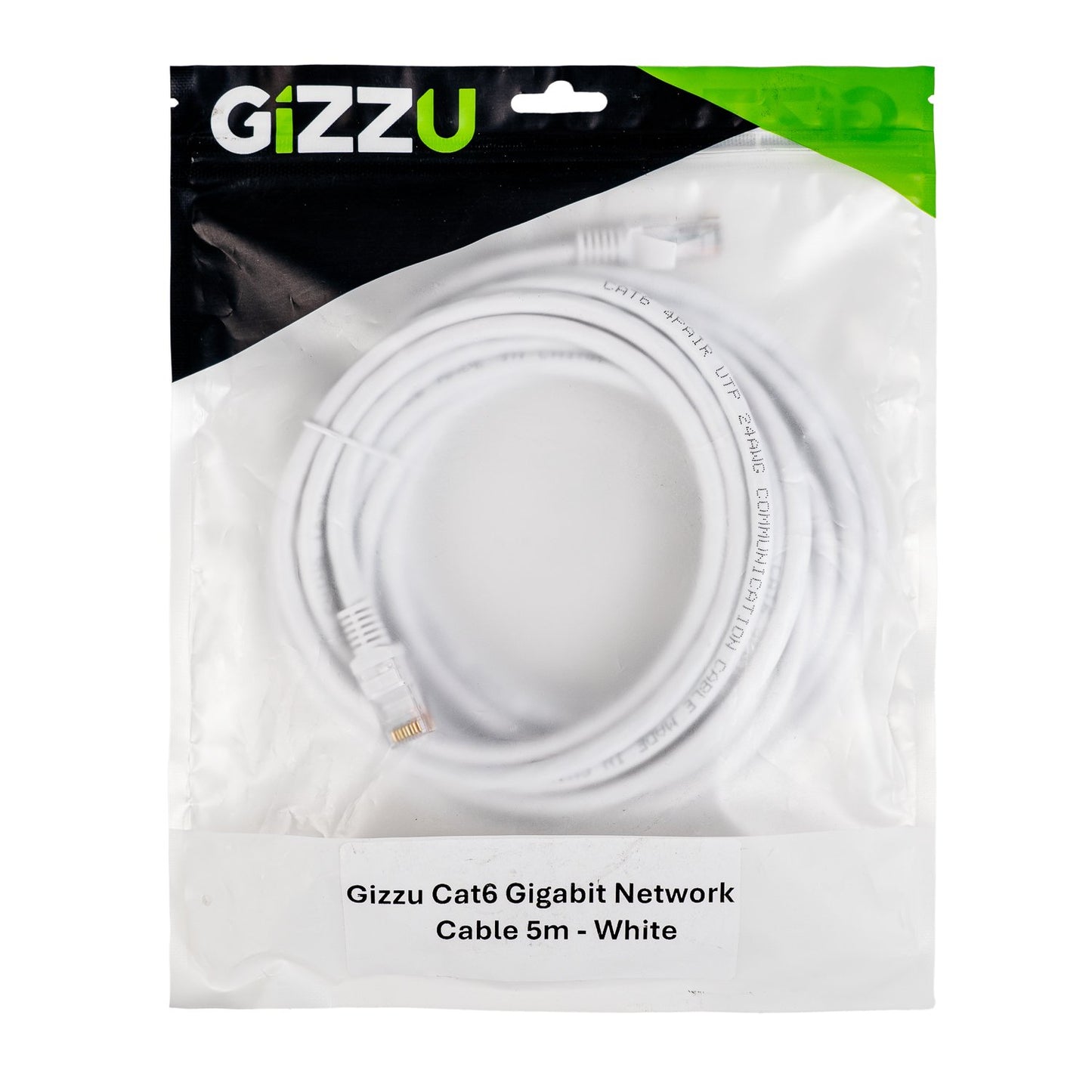 White Gizzu Cat6 UTP Fly Lead Ethernet Network Cable - 5m