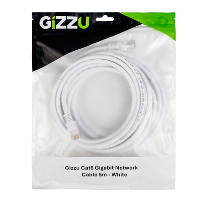 White Gizzu Cat6 UTP Fly Lead Ethernet Network Cable - 5m