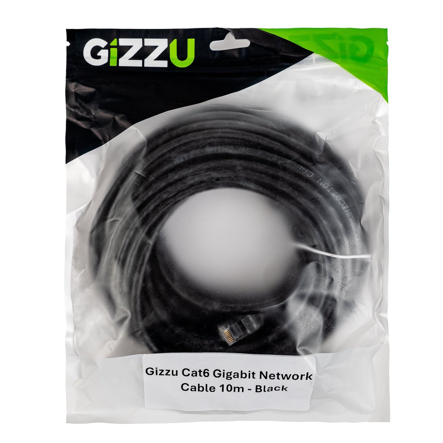Black Gizzu Cat6 UTP Fly Lead Ethernet Network Cable - 10m