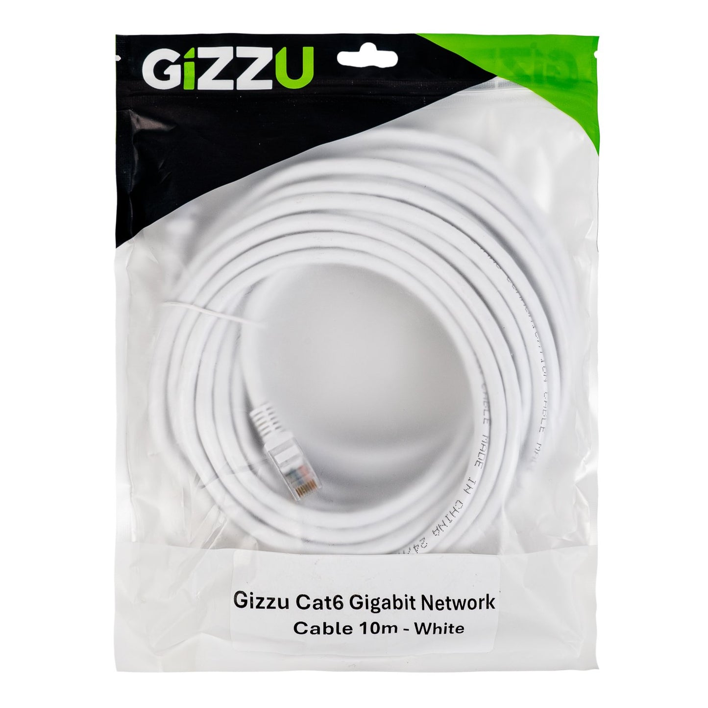 White Gizzu Cat6 UTP Fly Lead Ethernet Network Cable - 10m