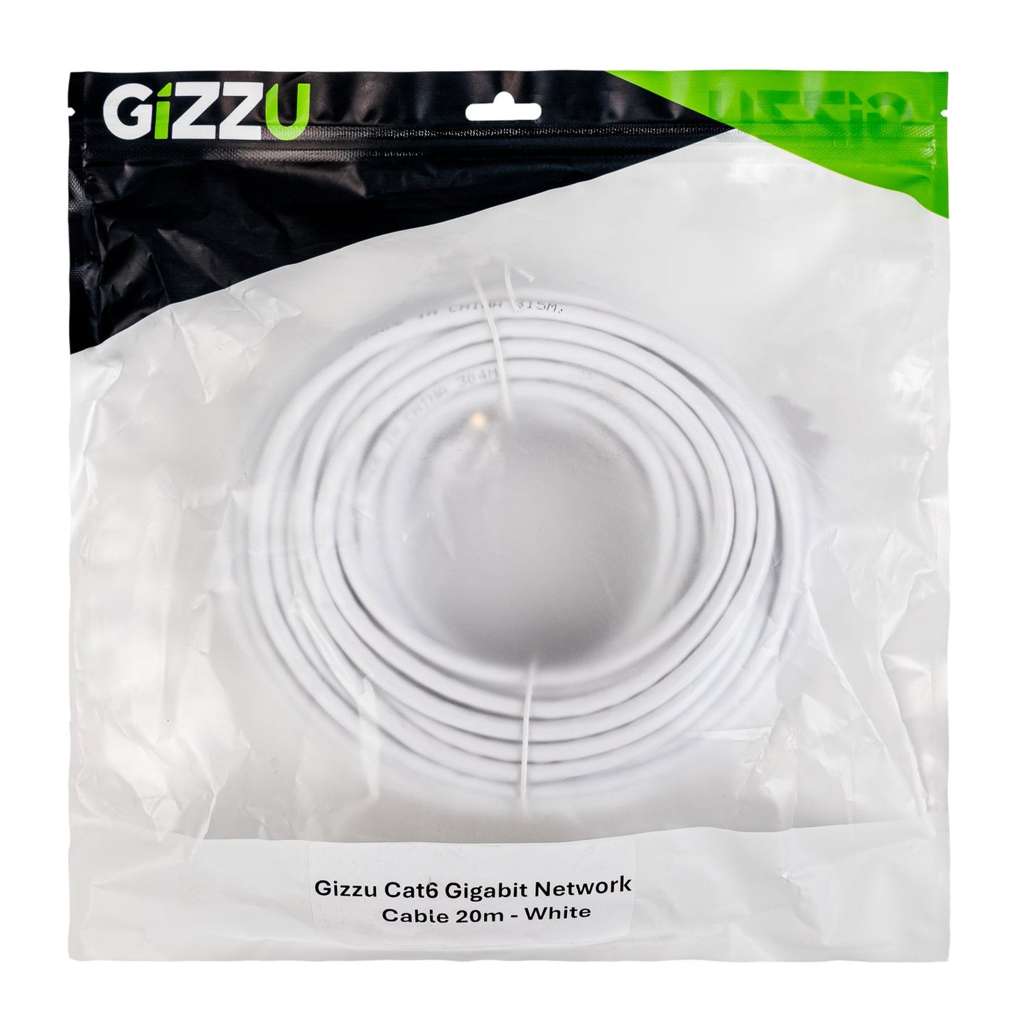 White Gizzu Cat6 UTP Fly Lead Ethernet Network Cable - 20m