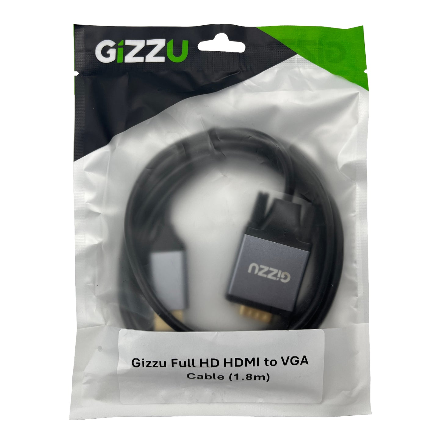 Gizzu Full HD HDMI to VGA Cable (1.8m) – Black