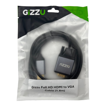 Gizzu Full HD HDMI to VGA Cable (1.8m) – Black