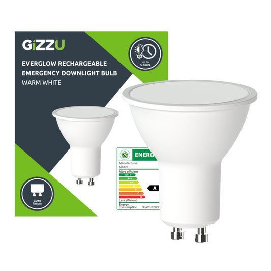 10 PACK Gizzu Everglow Rechargeable Emergency Downlight Bulb - Warm White