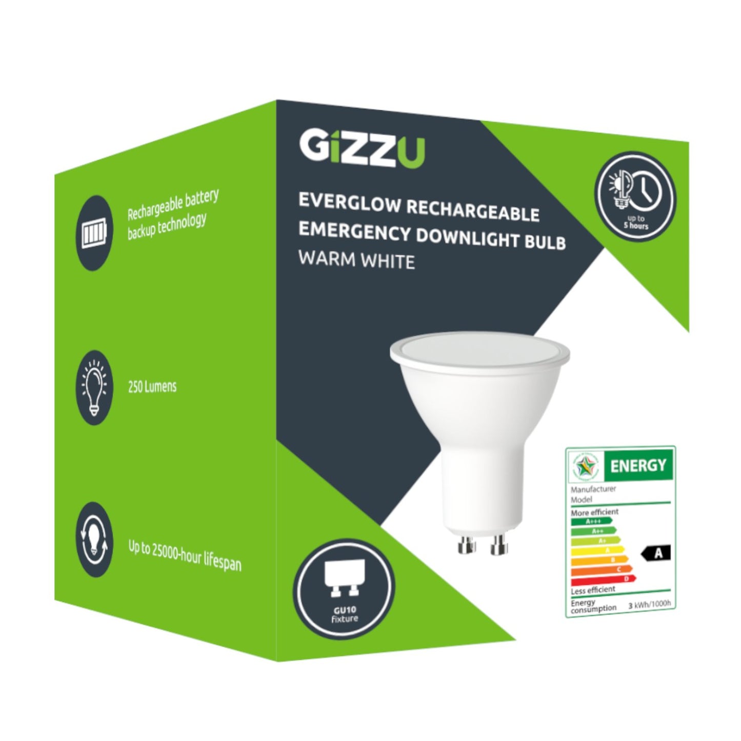10 PACK Gizzu Everglow Rechargeable Emergency Downlight Bulb - Warm White