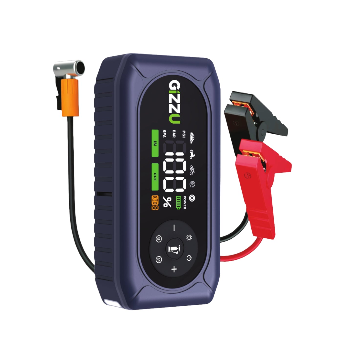 Gizzu 4-in-1 Jump Starter & Air Compressor