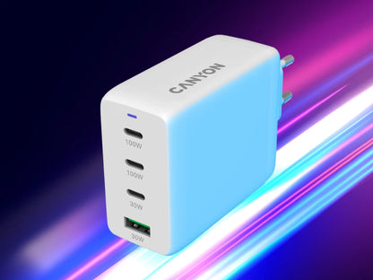 Canyon CU100ACC GaN 100W USB-C/USB-A Charger - White