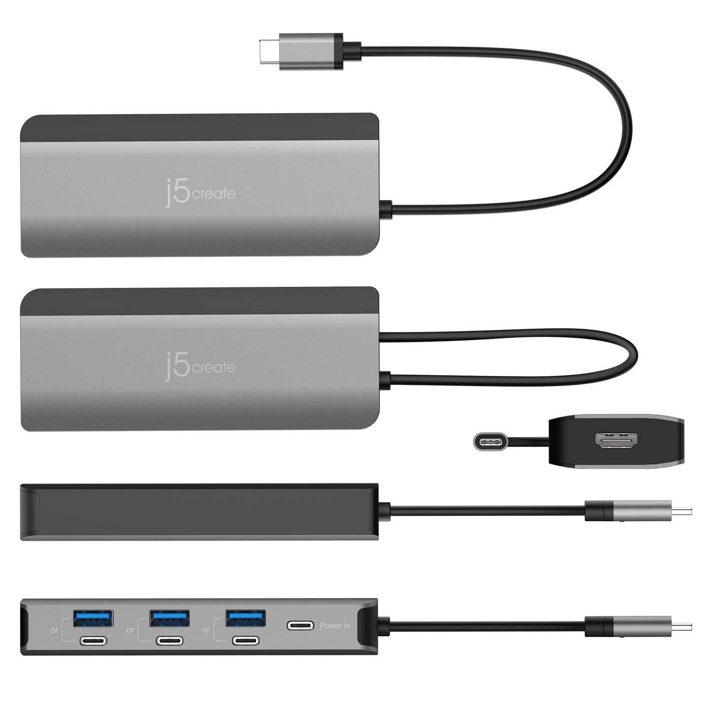 J5create Flexible Ports USB-C 4K144 HDMI Hub - Slim 8 in 1 - JCD362