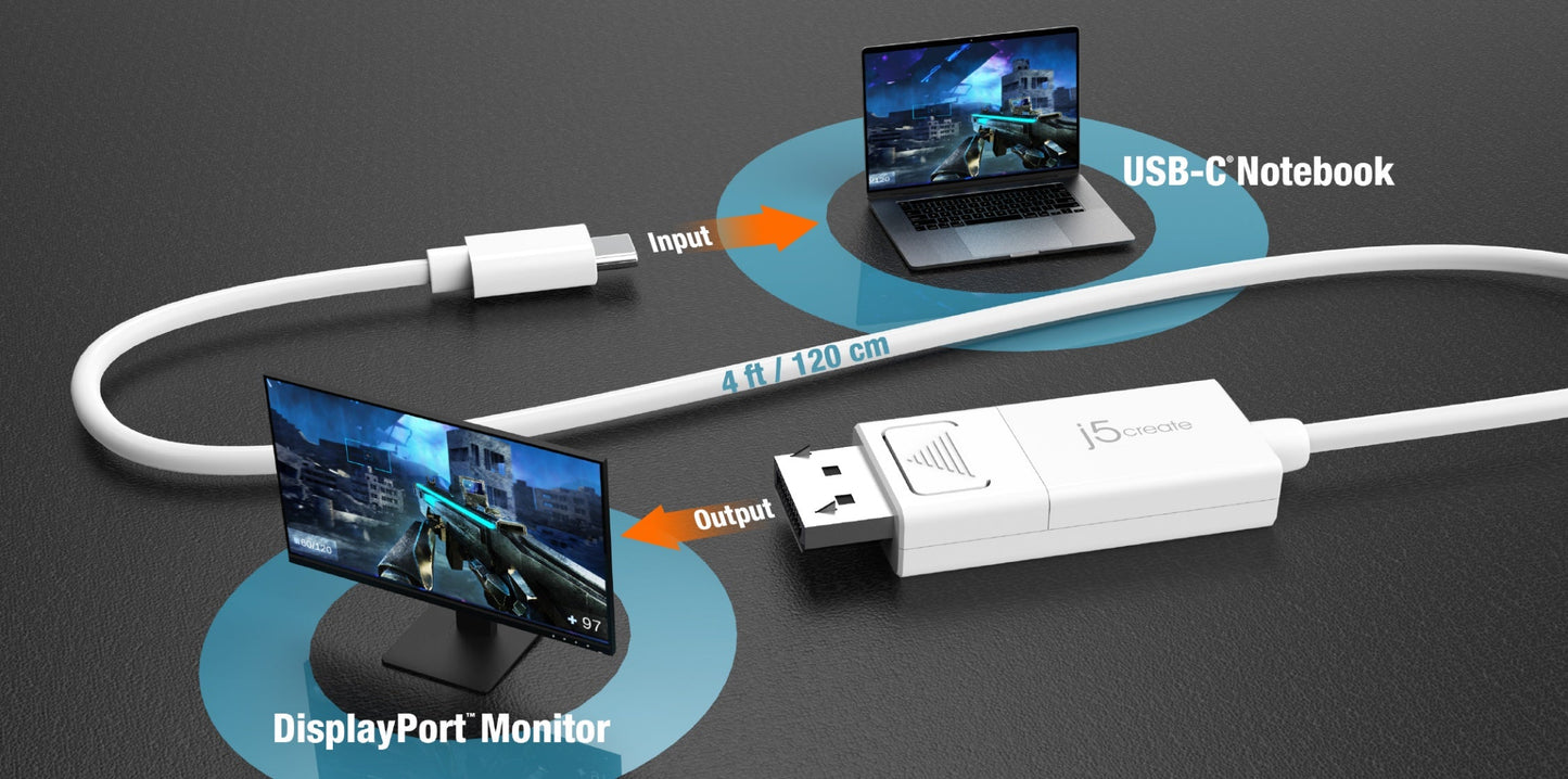 J5create USB Type-C to 4K DisplayPort Cable - JCA141