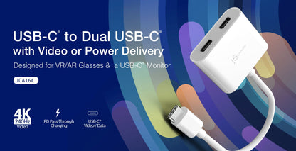 J5create USB-C to Dual USB-C with Video or Power Delivery - JCA164