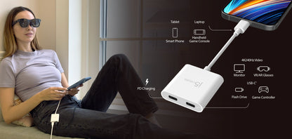 J5create USB-C to Dual USB-C with Video or Power Delivery - JCA164