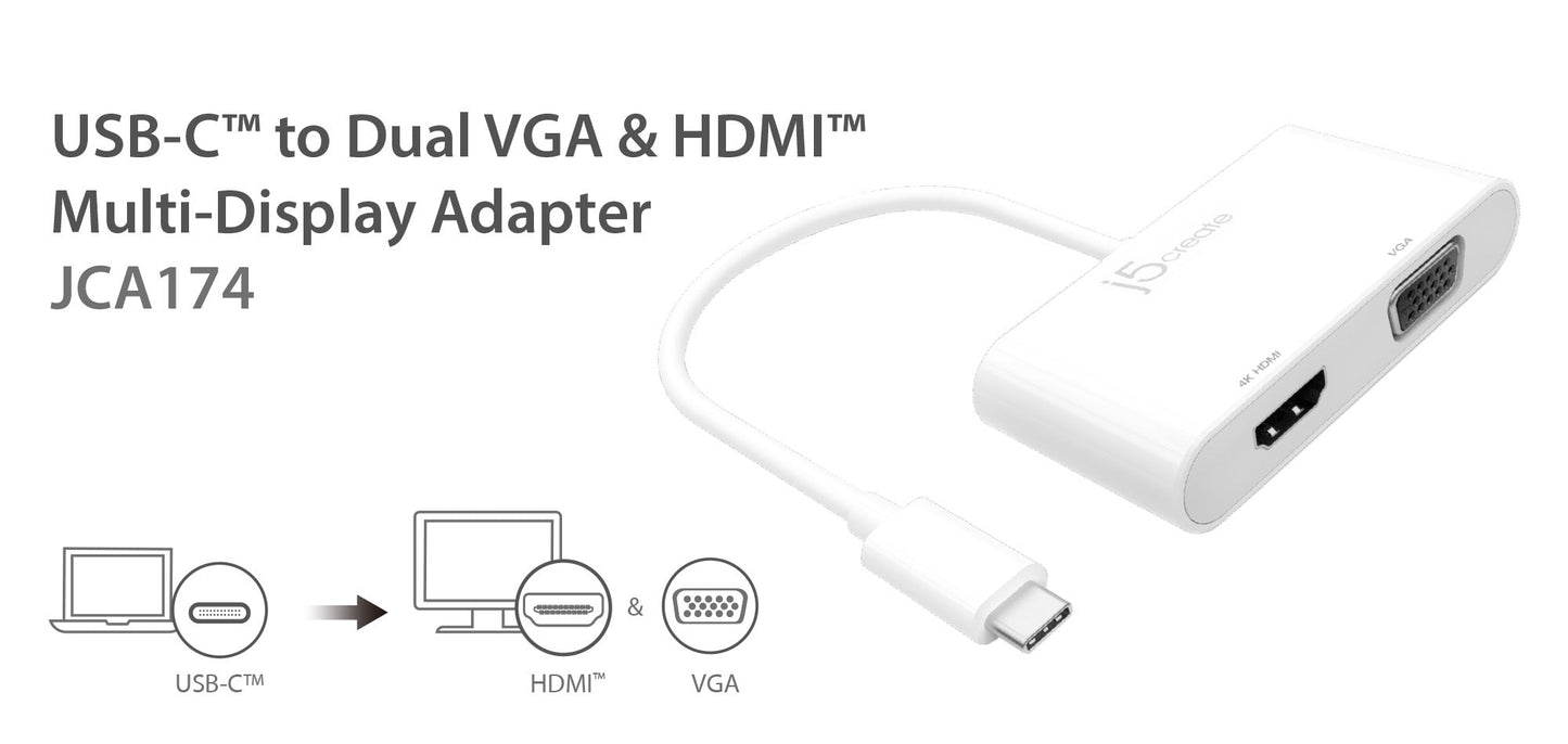 J5create USB-C to VGA & HDMI Adapter - JCA174