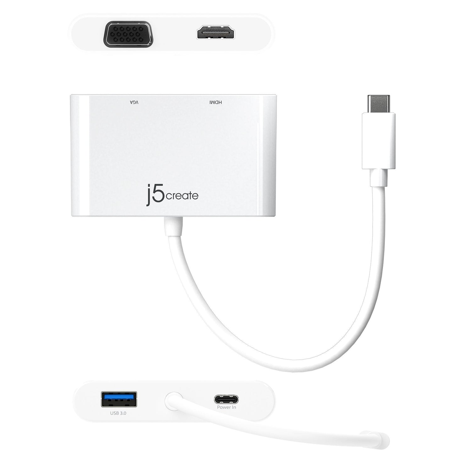 J5create USB-C to HDMI & VGA Adapter with USB 3.0/Power Delivery - JCA175