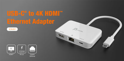 J5create USB-C to 4K HDMI Ethernet Adapter - JCA351