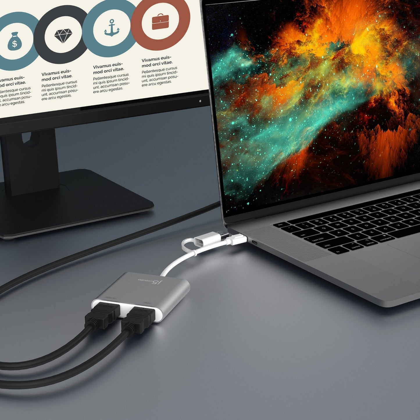 J5create USB-C to Dual HDMI Multi-Monitor Adapter - JCA365
