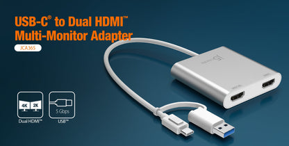J5create USB-C to Dual HDMI Multi-Monitor Adapter - JCA365