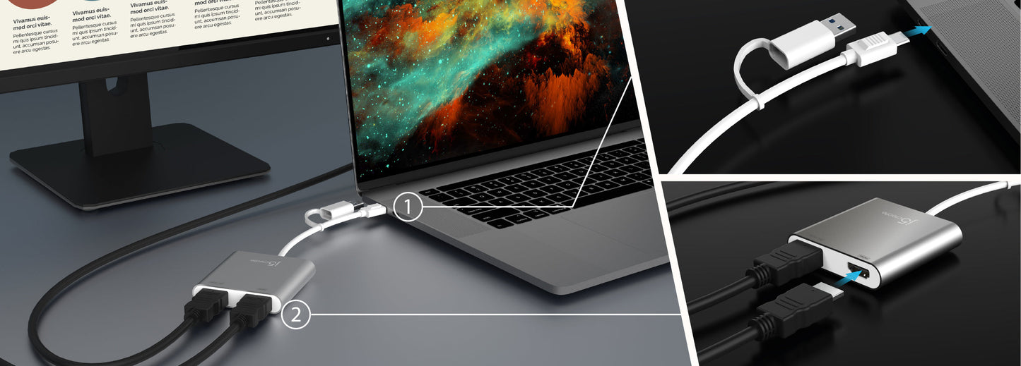 J5create USB-C to Dual HDMI Multi-Monitor Adapter - JCA365