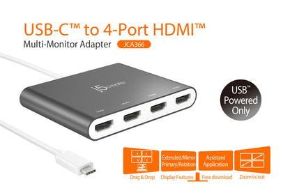 J5create USB-C to 4-Port HDMI Multi-Monitor Adapter - JCA366