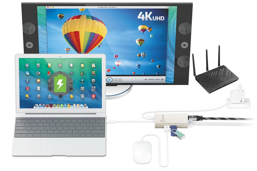 J5create USB-C to HDMI, Ethernet, 2 x USB Type- A and USB-C Hub - JCA374