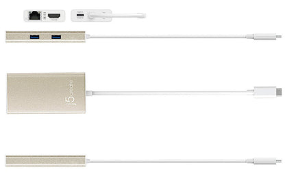 J5create USB-C to HDMI, Ethernet, 2 x USB Type- A and USB-C Hub - JCA374