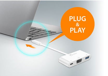 J5create USB-C to VGA & USB 3.0 with Power Delivery Adapter - JCA378