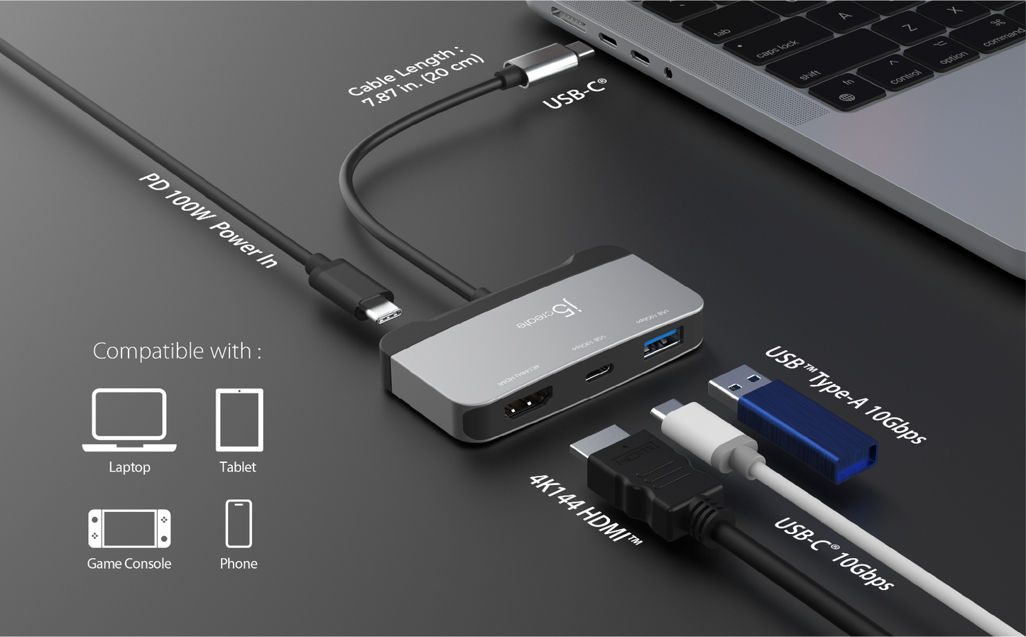 J5create USB-C® to USB 10Gbps & HDMI 4K144Hz Adapter - JCA399G