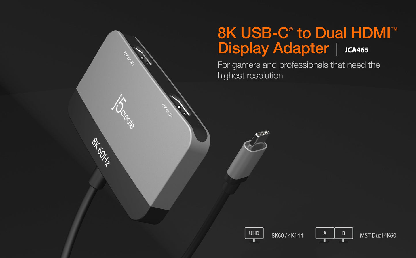 J5create 8K USB-C to Dual HDMI Display Adapter - JCA465