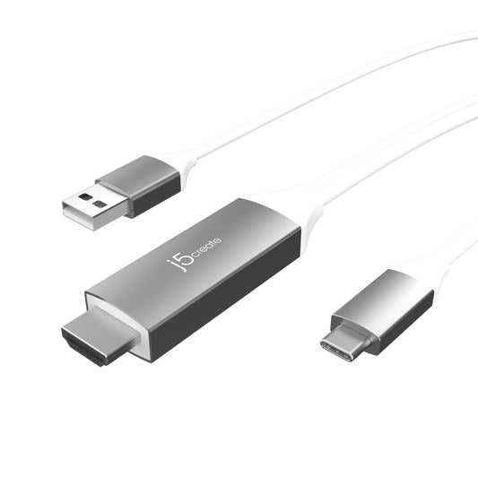 J5create USB-C to 4K HDMI Cable With USB Type-A 5V Pass-Through - JCC154G
