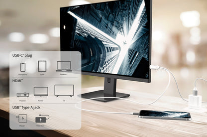 J5create USB-C to 4K HDMI Cable With USB Type-A 5V Pass-Through - JCC154G