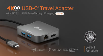 J5create 4K60 Elite USB-C Travel Adapter - JCD3191