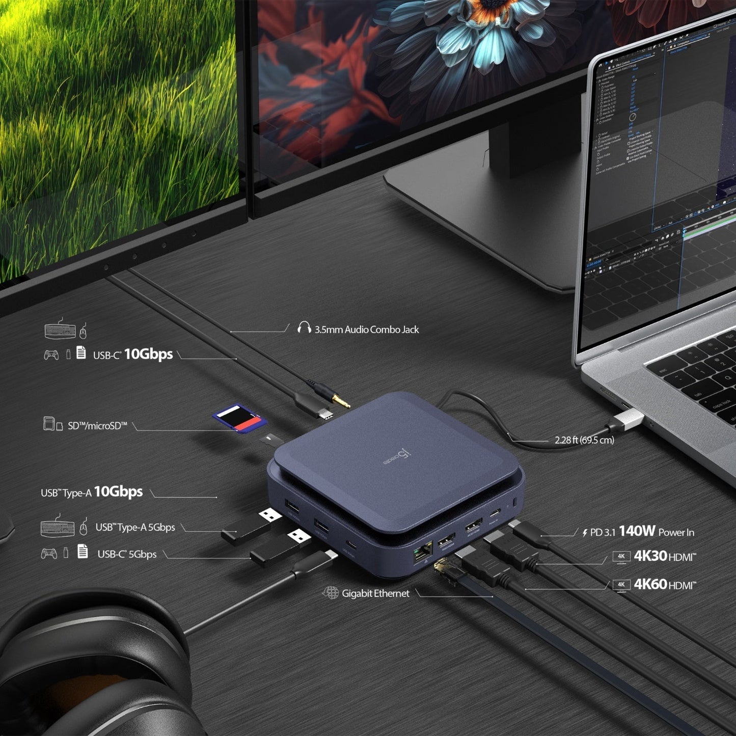 J5create Type-C Dock Dual 4K HDMI - JCD3196