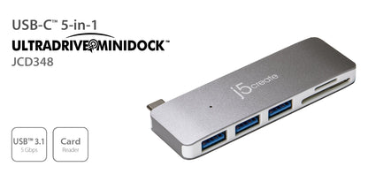 J5create USB-C ULTRADRIVE MINIDOCK 5-in-1 Functions - JCD348