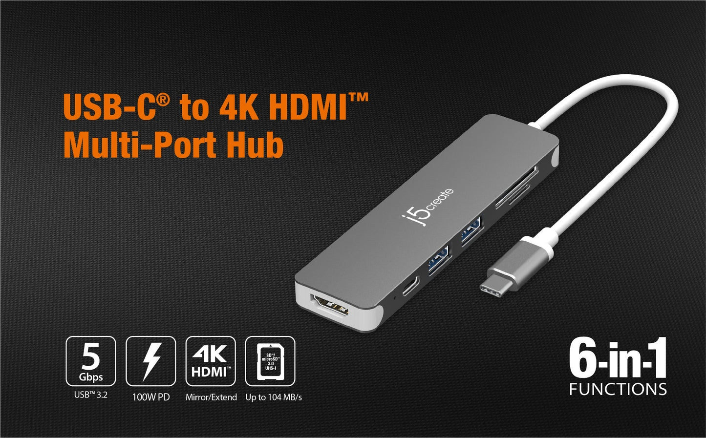J5create USB-C to 4K HDMI Multi-Port Hub - JCD353