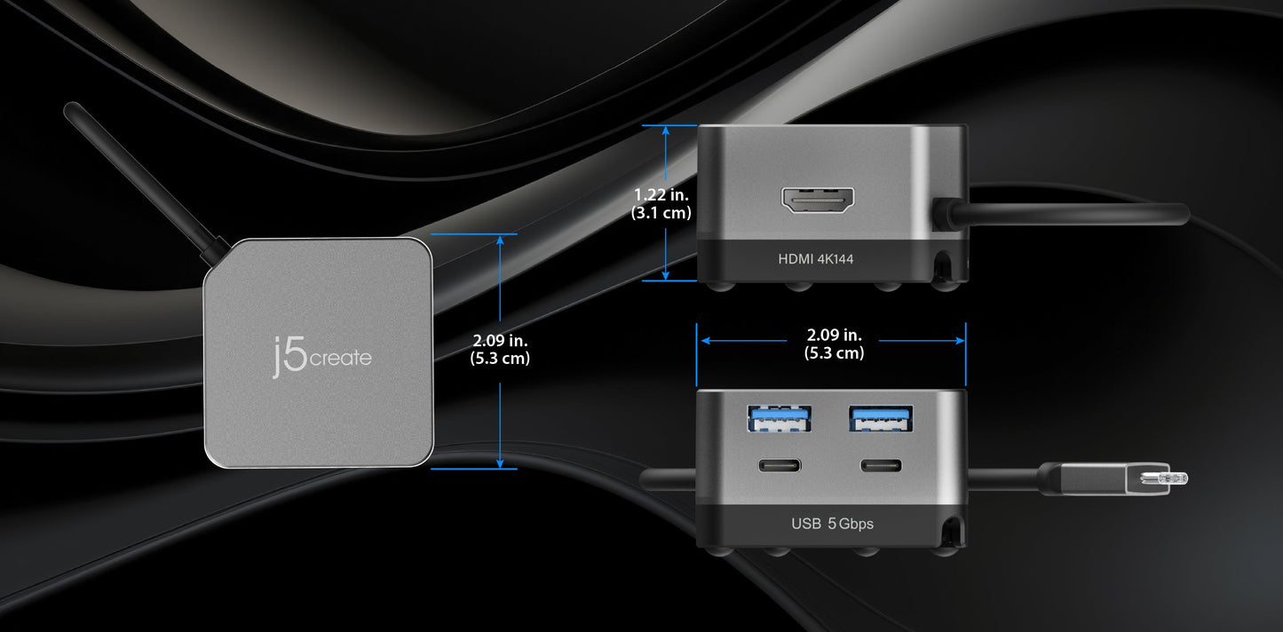 J5create Flexible Ports USB-C 4K144 HDMI Hub - Cube Plus 6 in 1 - JCD361