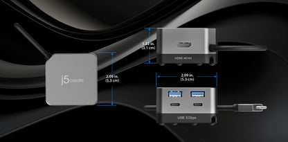 J5create Flexible Ports USB-C 4K144 HDMI Hub - Cube Plus 6 in 1 - JCD361