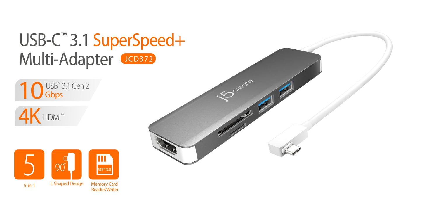 J5create USB-C 3.1 SuperSpeed+ Multi-Adapter - JCD372