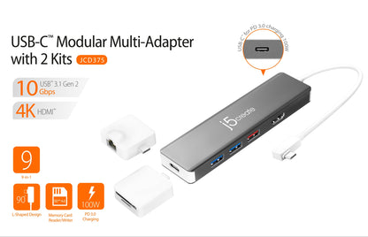 J5create USB-C Modular Multi-Adapter with 2 Kits - JCD375