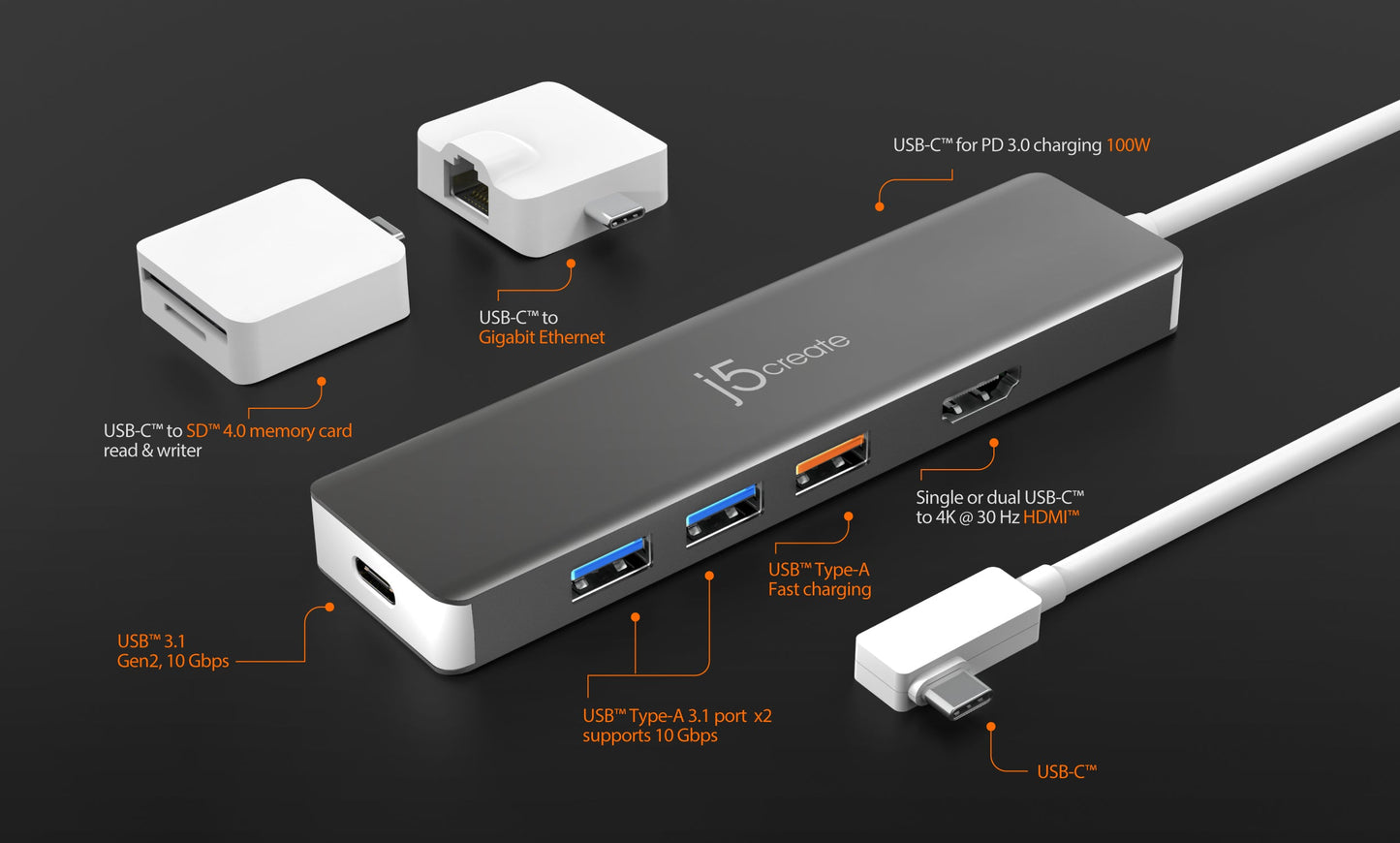 J5create USB-C Modular Multi-Adapter with 2 Kits - JCD375