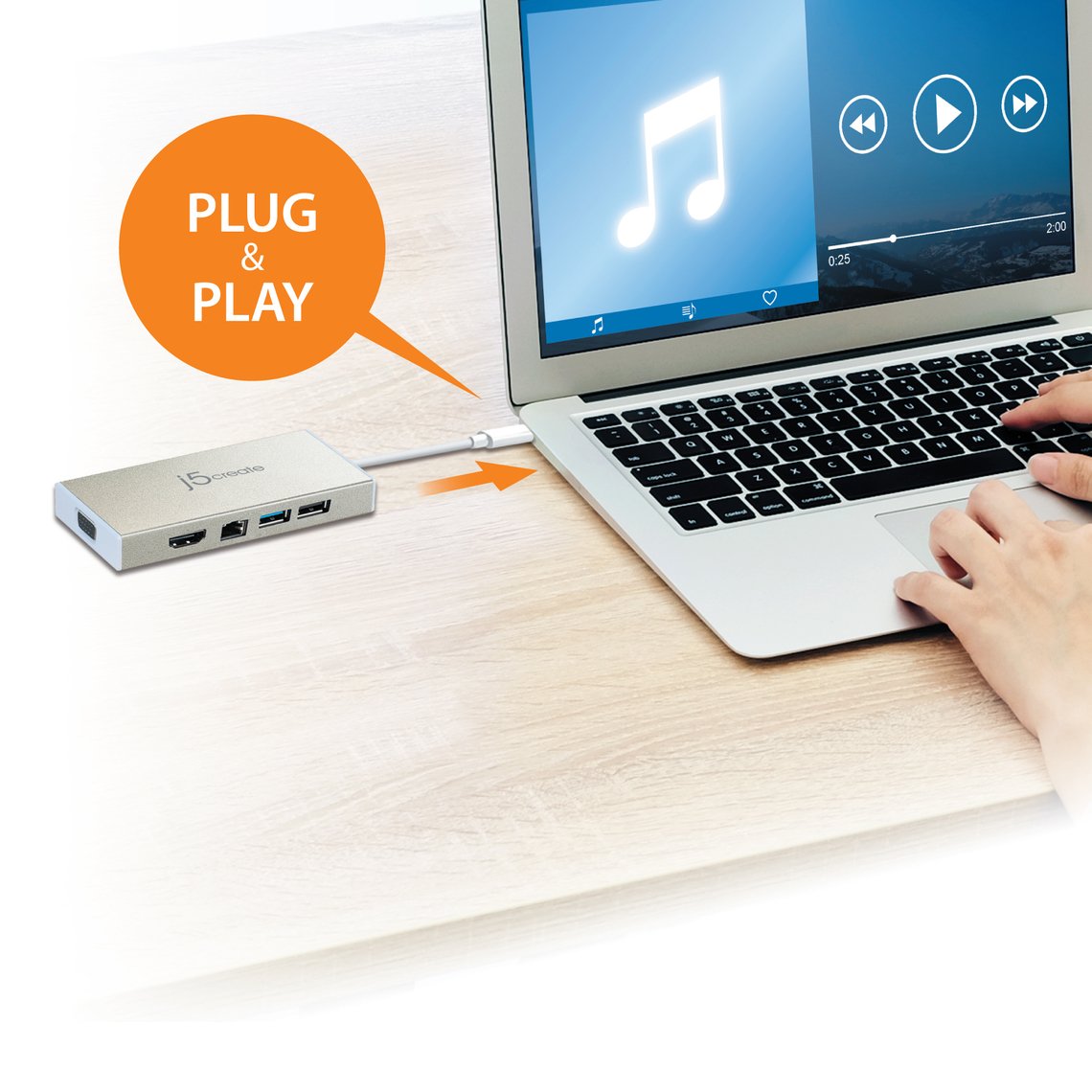 J5create USB-C Multiport Adapter with Power Delivery - JCD376
