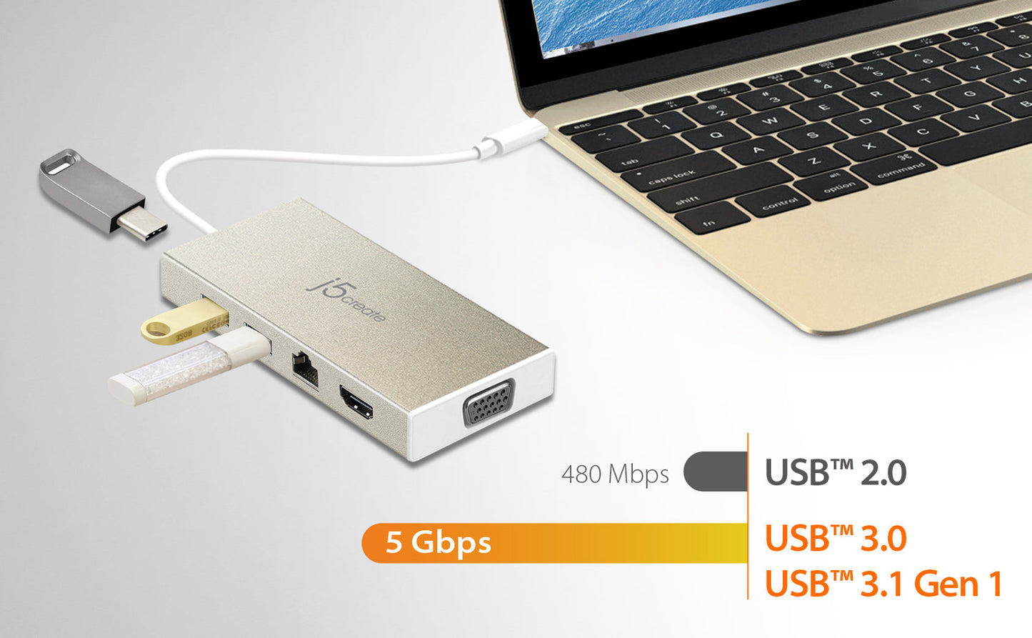 J5create USB-C Multiport Adapter with Power Delivery - JCD376