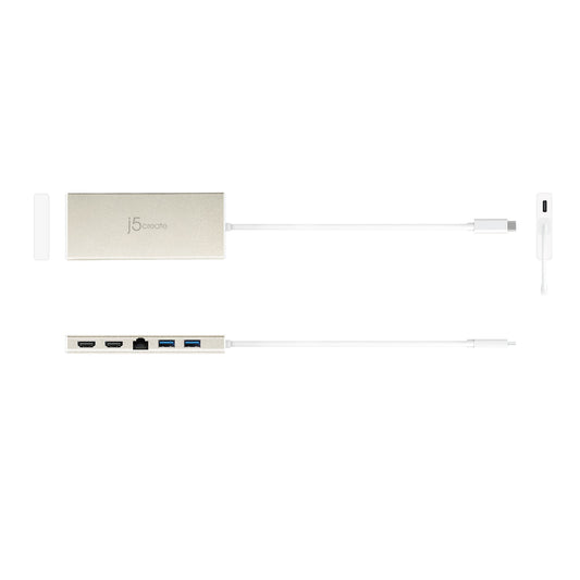 J5create USB Type-C Dual HDMI Mini Dock-Ethernet/ USB 3.1 HUB / PD2.0 - JCD381