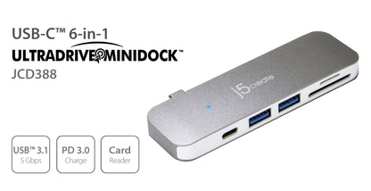 J5create USB-C ULTRADRIVE MINIDOCK 6-in-1 functions - JCD388