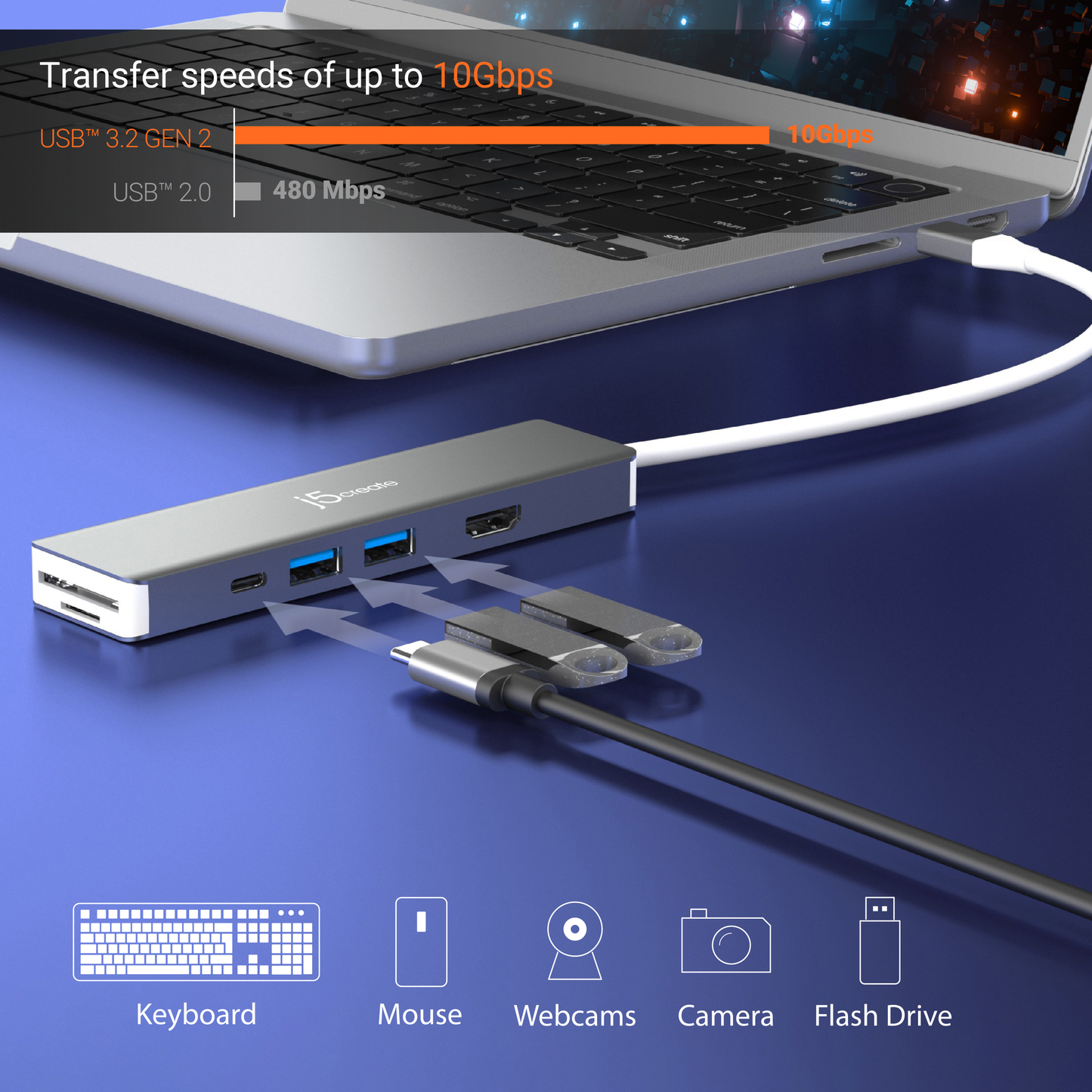J5create 4K60 Elite USB-C 10Gbps Multi-Adapter - JCD390
