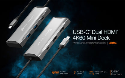 J5create USB-C Dual HDMI 4K60 Mini Dock - JCD396