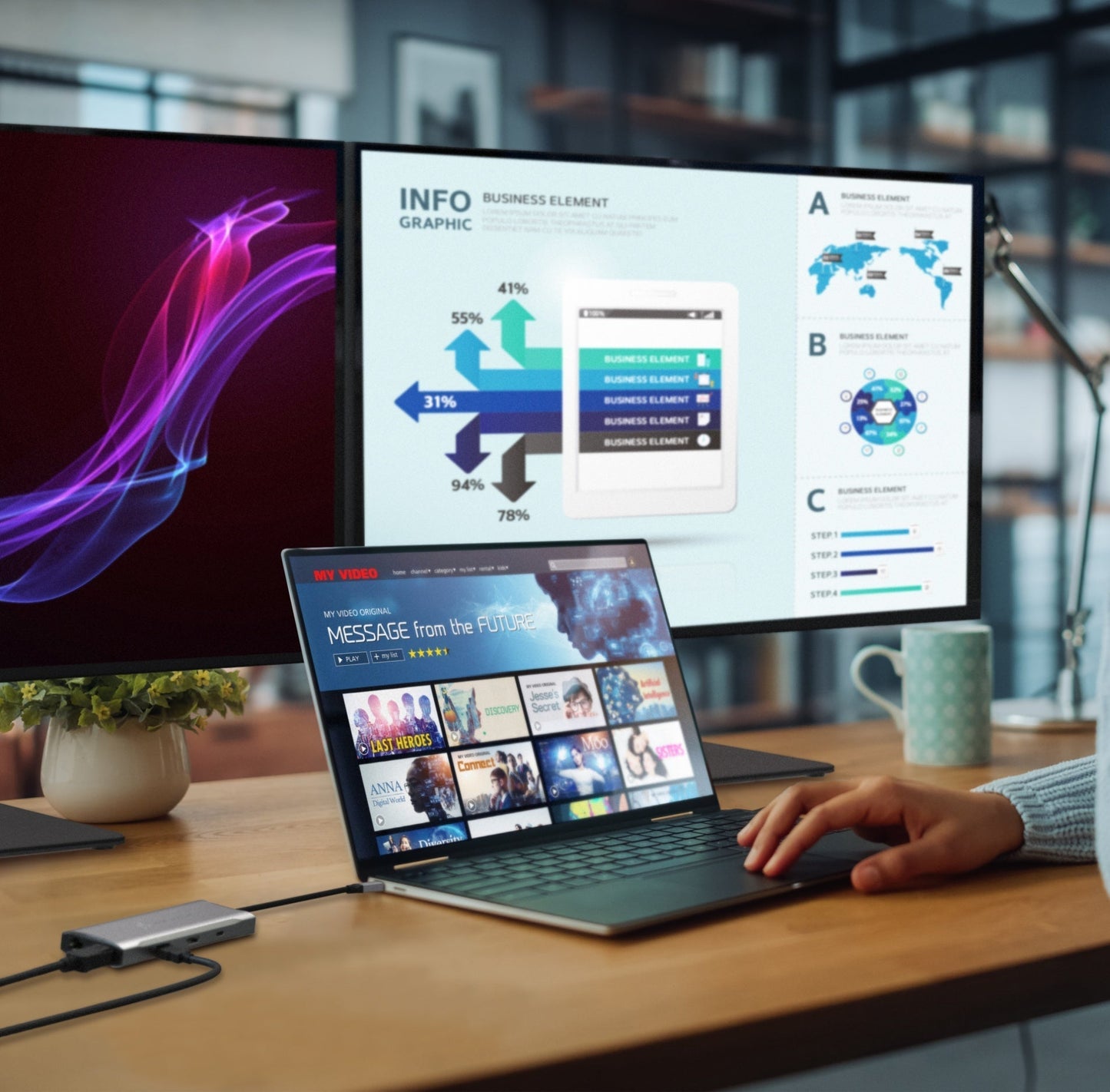 J5create 4K60 Elite USB-C Triple-Monitor 10Gbps Mini Dock - JCD397
