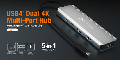J5create USB4 Dual 4K Multi-Port Hub - JCD401